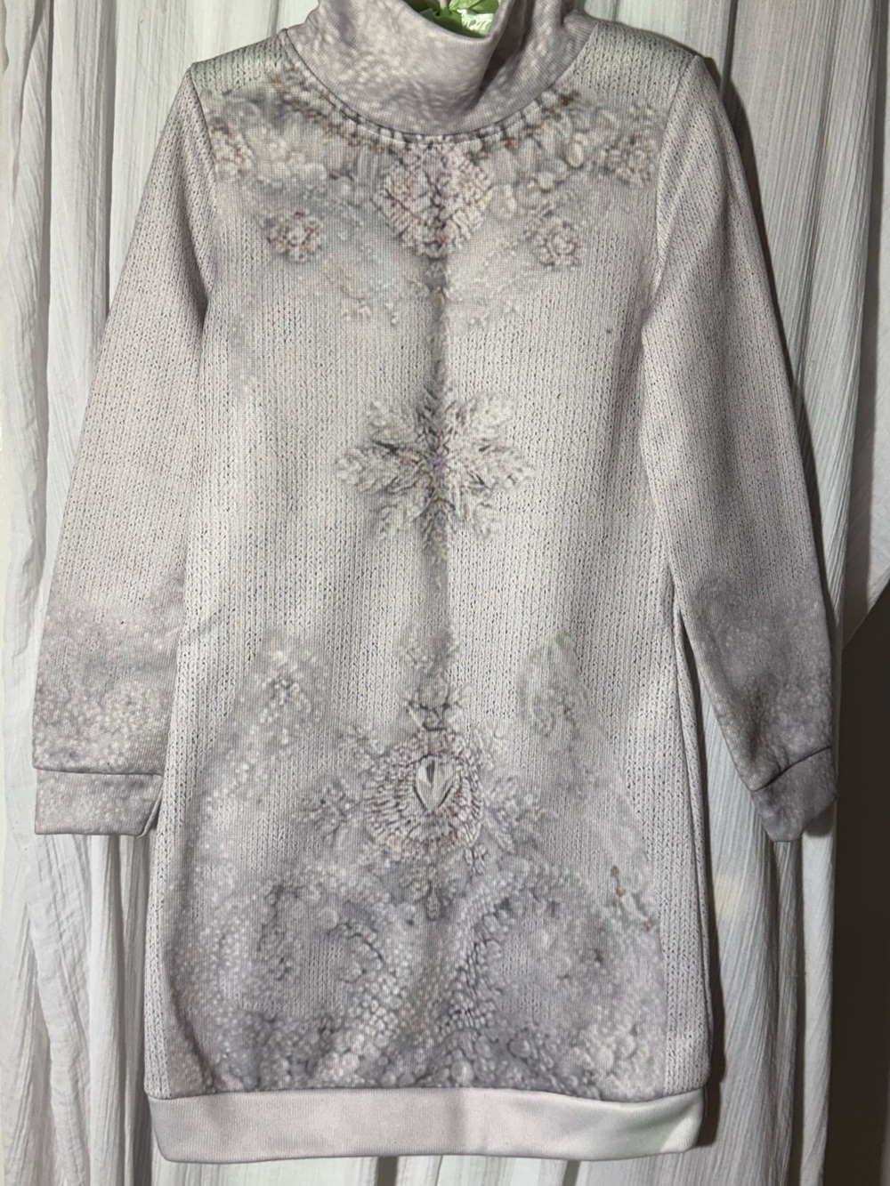Turtleneck Long Sleeve Sweater Dress in Light Gray